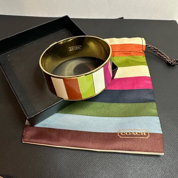 Large Coach legacy Colorful Striped Bangle - Picture 2 of 8
